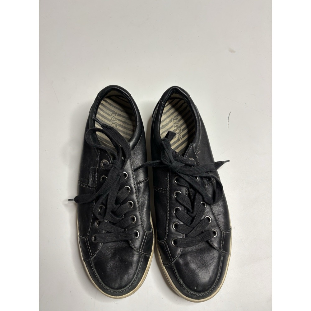 TAOS Onward Leather Black Lace Up Sneakers Women's US 8.5 Casual Comfort